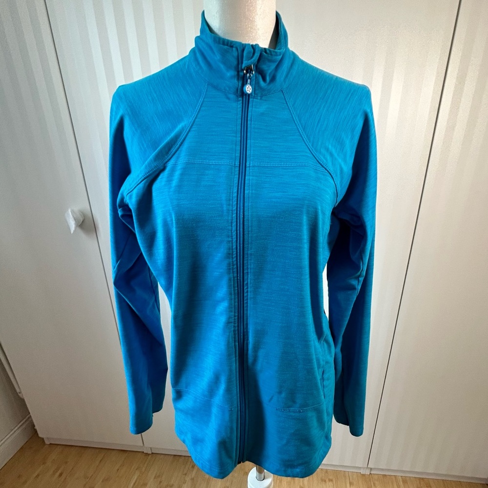 Tuff Athletics turquoise blue full zip light jacket headphone port Size XXL